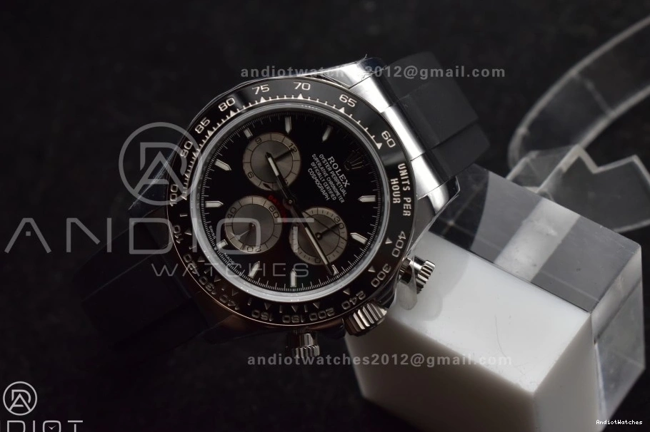 Silver Daytona Oysterflex Best V6 Edition Strap QF on 1:1 Black SH4131 Minimalist Dial 126519 821 (Weighted) 0103
